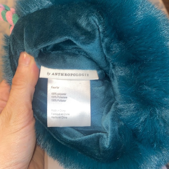 Anthropologie Plush Teal Christmas Stocking - Picture 4 of 4